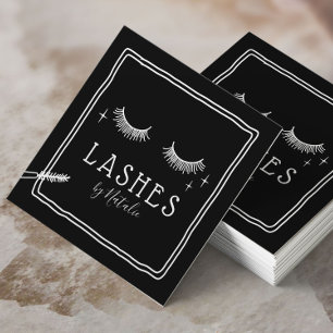 Carte De Visite Carré Cute Eyelash Maquillage Artiste Chic Black Beauté