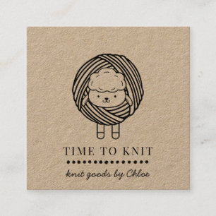 Carte De Visite Carré Cute Fil Fil Artisanal Knit