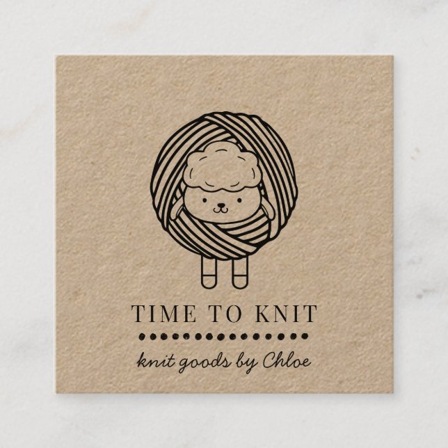 Carte De Visite Carré Cute Fil Fil Artisanal Knit (Devant)
