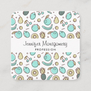 Carte De Visite Carré Cute Fruit Motif Summery Thème