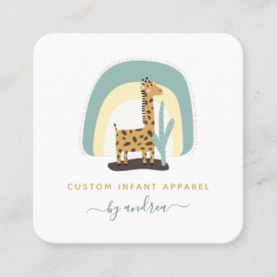 Carte De Visite Carré Cute Giraffe Arc en ciel & Cactus Cactus Baby Bout