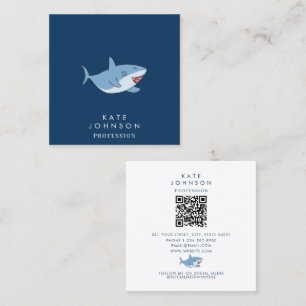 Carte De Visite Carré Cute Great White Sharks Ocean Code QR