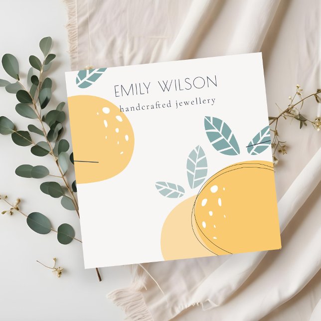 Carte De Visite Carré Cute Lemon Abstrait Fruité Gras Collier Afficher (Créateur téléchargé)