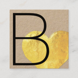 Carte De Visite Carré Cute Moderne Faux Gold Foil Coeur Kraft