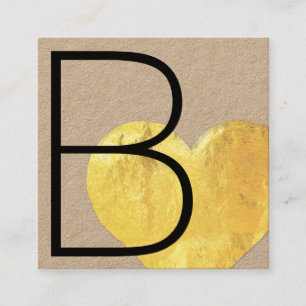 Carte De Visite Carré Cute Moderne Faux Gold Foil Coeur Kraft