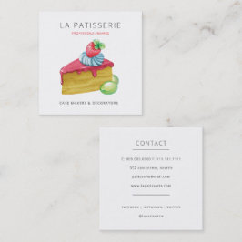 Carte De Visite Carré Cute moderne Pink Cheesecake boulangerie pâtisseri