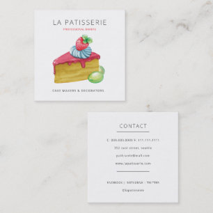 Carte De Visite Carré Cute moderne Pink Cheesecake boulangerie pâtisseri