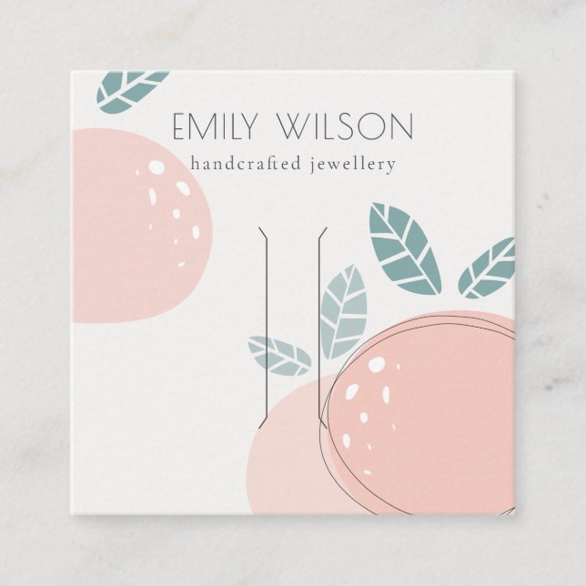 Carte De Visite Carré Cute Peach Fruity Abstrait Bold Hair Clip Display (Devant)