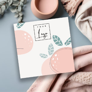 Carte De Visite Carré Cute Peach Fruity Abstrait Gras Collier Affichage