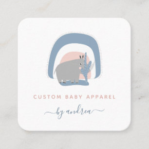 Carte De Visite Carré Cute Rhino Rainbow Baby Boutique Nanny Babysitter