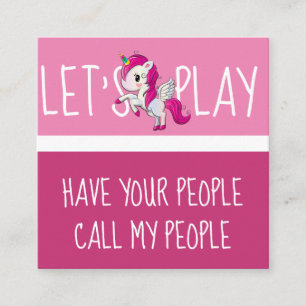 Carte De Visite Carré Cute Unicorn Enfants Jouer
