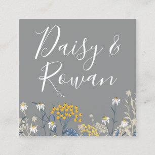 Carte De Visite Carré Daisy & Yellow Rowan Berries Floral Médias sociaux