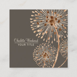 Carte De Visite Carré Dandelions soufflés par le vent Fleurs d'aquarelle