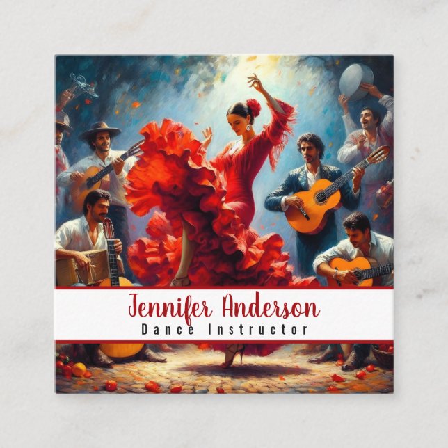 Carte De Visite Carré Danse Instructeur Flamenco Band (Devant)