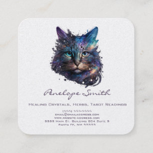 Carte de visite Carré de chat aquarelle