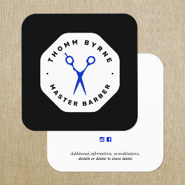 Carte de visite Carré de ciseaux de barbier noir E