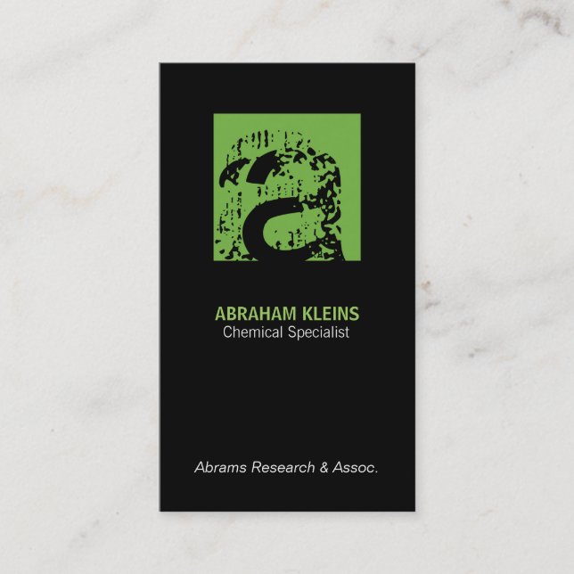 Carte De Visite Carré de couleur Monogramme (vert) arrière - plan  (Devant)