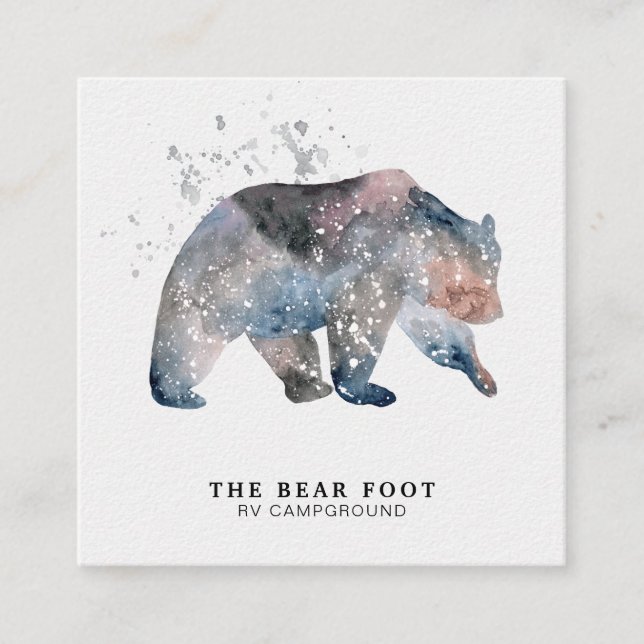 Carte De Visite Carré De *~* d'ours de nature aquarelles magiques dehors (Devant)