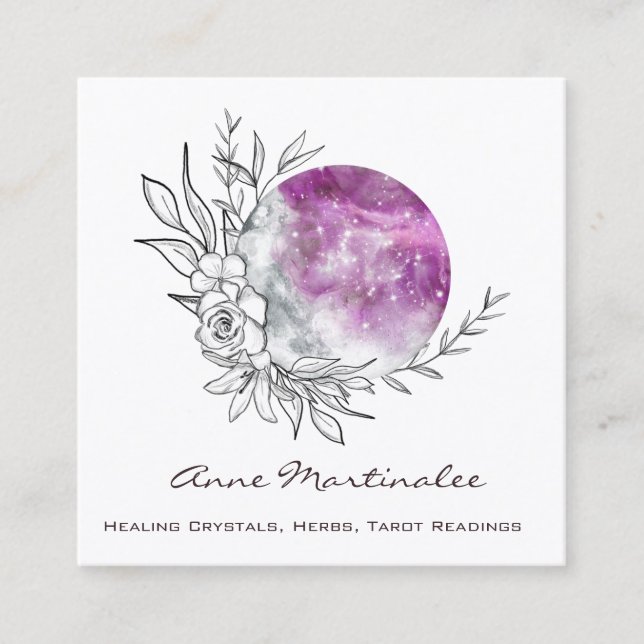 Carte de visite Carré de la lune florale violette (Devant)