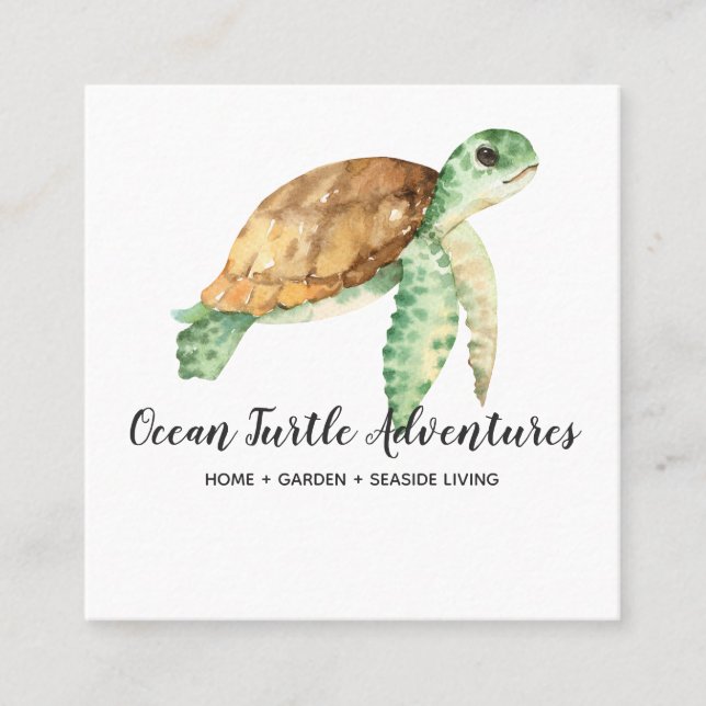 Carte de visite Carré de la tortue de mer Watercol (Devant)