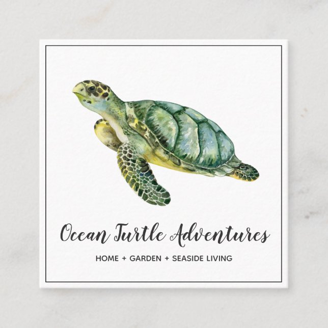 Carte de visite Carré de la tortue de mer Watercol (Devant)