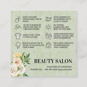 Carte de visite Carré de réveil vert printemps