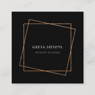 Carte De Visite Carré Décor art déco noir et or