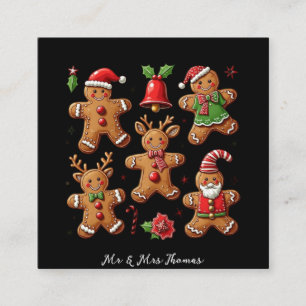 Carte De Visite Carré Délicieux Doodle de pain d'épices Cookies Festive