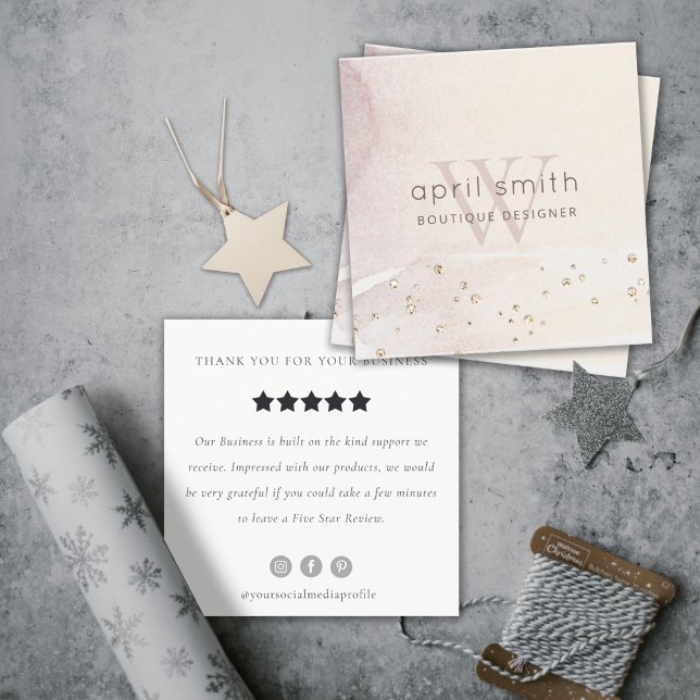 Carte De Visite Carré Demande d'examen de monogramme Abstrait Gold Purpl (Créateur téléchargé)