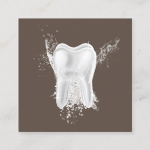 Carte De Visite Carré Dental 3D Tooth Professionnel Dentiste Brown Offic