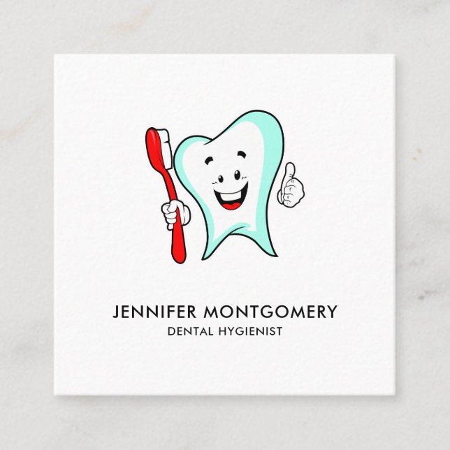 Carte De Visite Carré Dental Care Happy Tooth (Devant)
