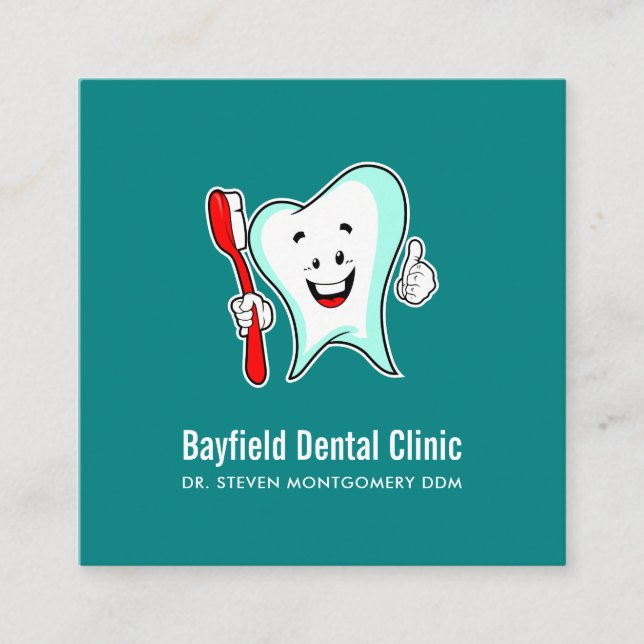 Carte De Visite Carré Dental Care Happy Tooth (Devant)
