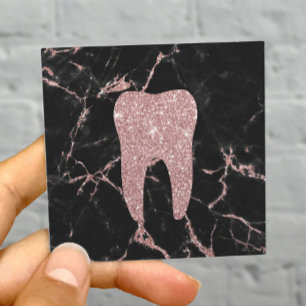 Carte De Visite Carré Dentist Toth moderne Rose Gold Marble Soins dentai