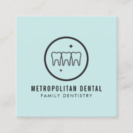 Carte De Visite Carré Dentiste moderne Dents Logo noir sur la menthe