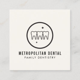 Carte De Visite Carré Dentistes modernes Dents Logo noir sur ivoire