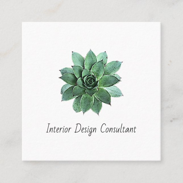 Carte De Visite Carré Desert Succulent QR code Interior Designer  (Devant)