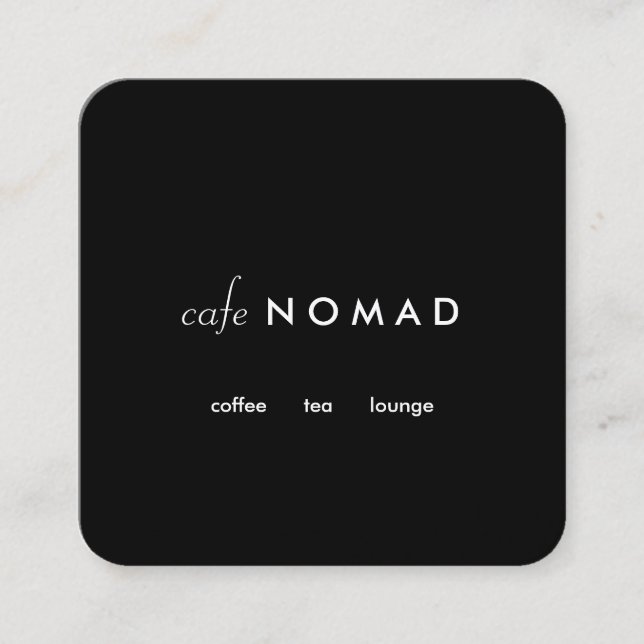 Carte De Visite Carré Design élégant Café design Boutique Noir (Devant)