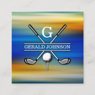 Carte De Visite Carré Design élégant de Monogramme de Golf Customisé