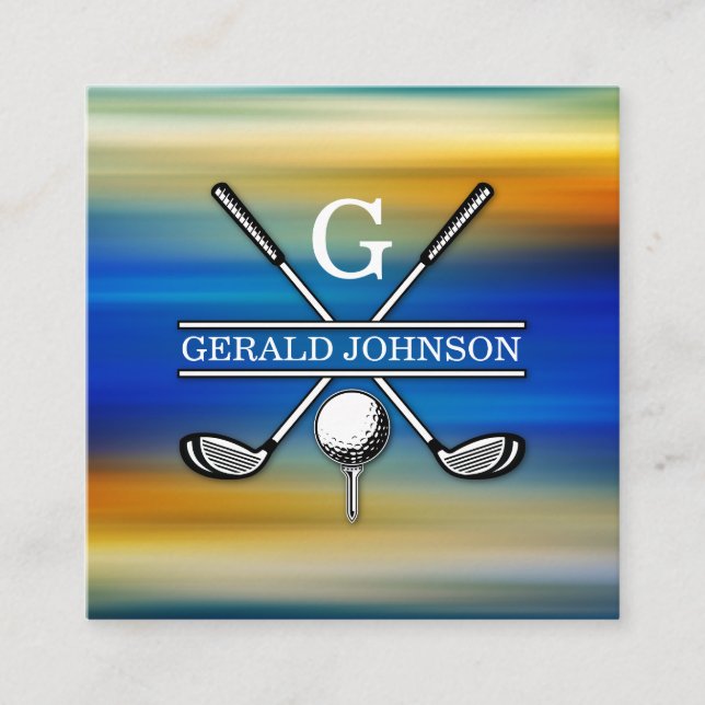 Carte De Visite Carré Design élégant de Monogramme de Golf Customisé (Devant)