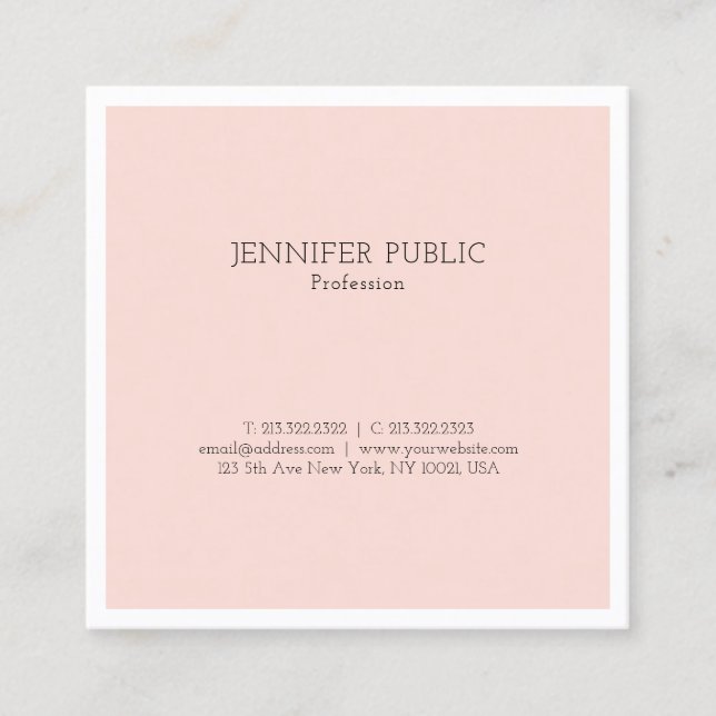 Carte De Visite Carré Design élégant Design simple Design tendance rose  (Devant)