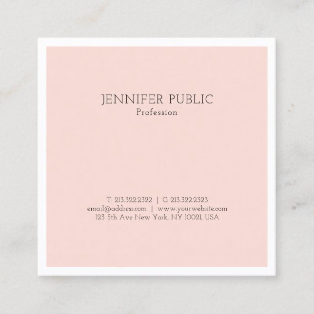 Carte De Visite Carré Design élégant Design simple Design tendance rose  (Devant)