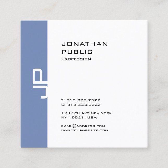 Carte De Visite Carré Design élégant moderne Monogramme Plaine tendance (Devant)