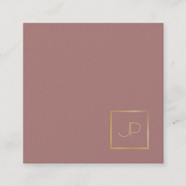 Carte De Visite Carré Design élégant Monogramme Or Modèle Moderne Luxe (Devant)