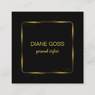 Carte De Visite Carré Design métallique élégant Black Gold