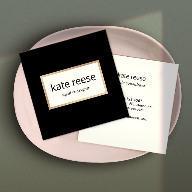 Carte De Visite Carré Design moderne noir blanc professionnel (Créateur téléchargé)