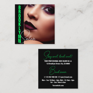 Carte De Visite Carré Design photo Cool moderne Design photo Neon Green 