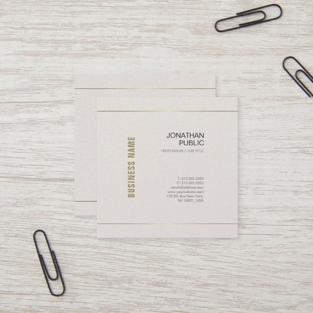Carte De Visite Carré Design professionnel chic élégant moderne Plain Lu (Devant/Arrière en situation)