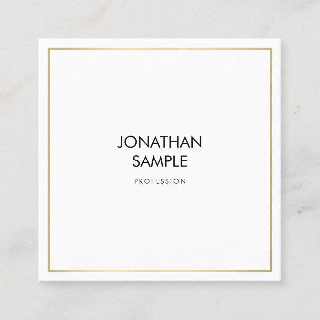 Carte De Visite Carré Design simple et tendance Design élégant Gold Prof (Devant)