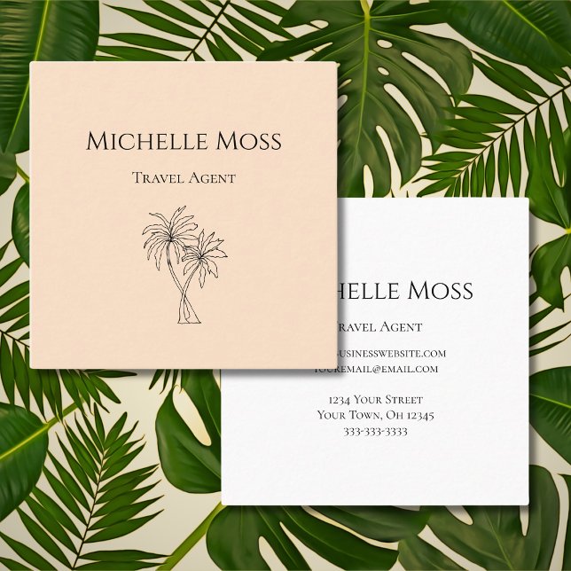Carte De Visite Carré Dessin de feuillus tropicaux modernes (Créateur téléchargé)