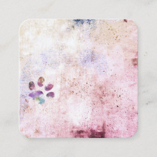 Carte De Visite Carré dessin de peinture à l'aquarelle empreinte de patt